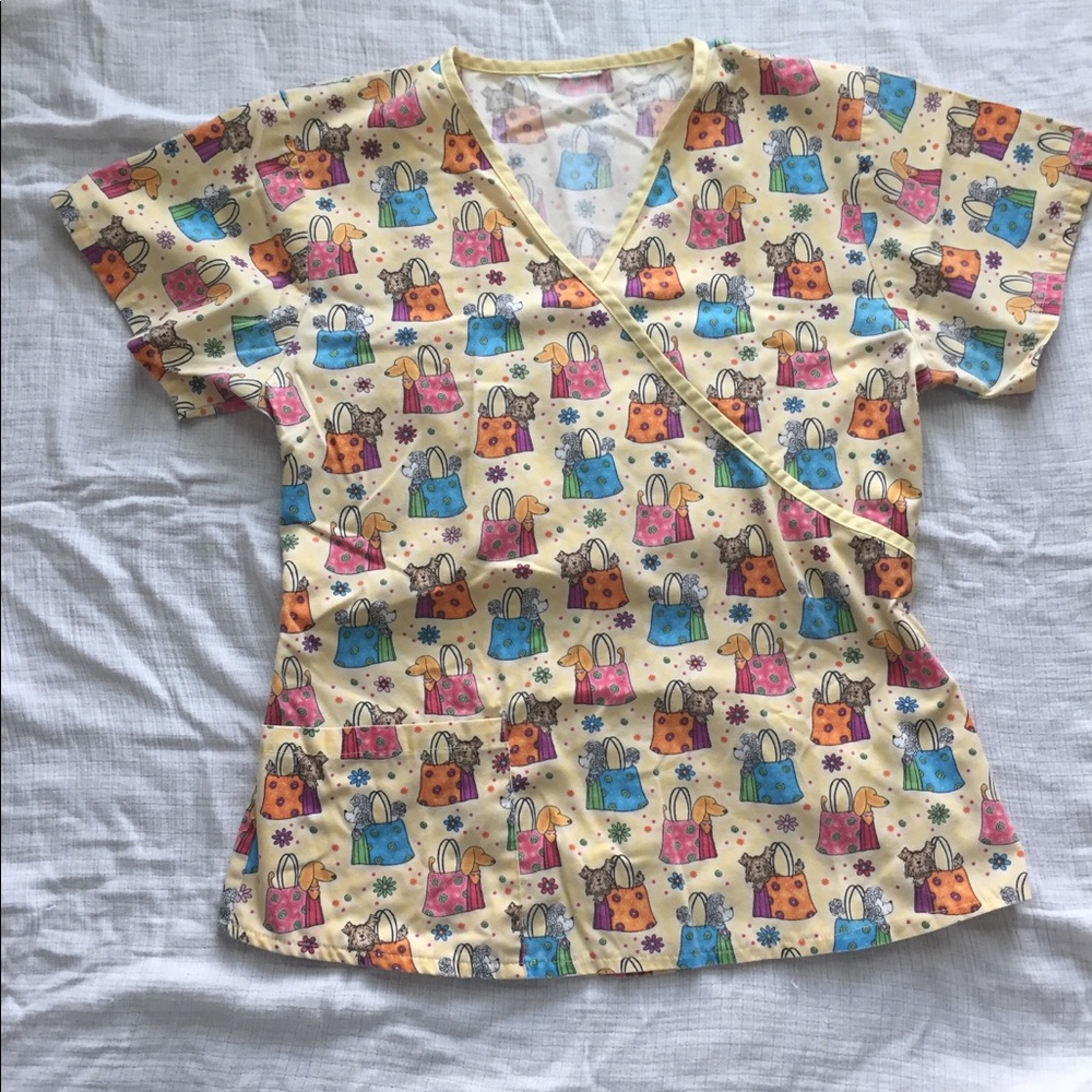 Cute Multi-Color Scrub Top!